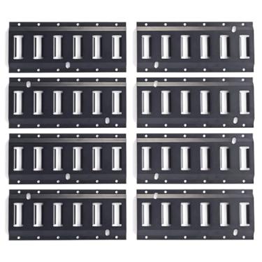 Imagem de MorScan Kit de trilho de amarração E-Track, pacote com 8 trilhos de aço revestidos com pó preto de 0,3 m para carga segura e cargas pesadas em caminhões, trailers, vans, plataformas, garagens