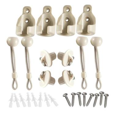 Imagem de KiBcsLic Conjunto de 16 peças de cordas de amarração elástica para persianas e sombras, acessórios de fixação, kit universal de cordas elásticas para áreas, Branco
