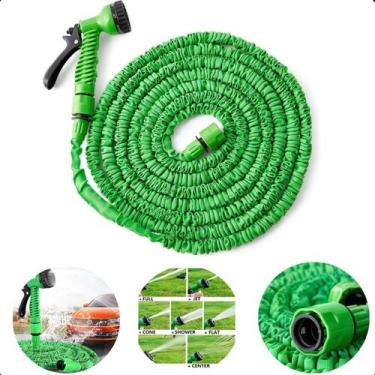 Imagem de Mangueira Expansível Retrátil Verde 15m  Compacta e Leve para Jardinag