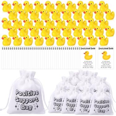 Imagem de Cinnvoice 50 conjuntos de presentes de pato de apoio emocional engraçado positivo suporte emocional resina com sacos de cartões de afirmações, brinquedos de sorriso de agradecimento de funcionários