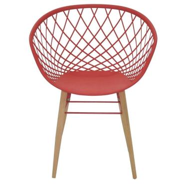 Imagem de Cadeira Tramontina Sidera Poliamida Vermelho Pernas Madeira