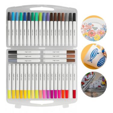 Imagem de Kit 48 Canetas Marcador Acrílico Permanente Colorida Brush