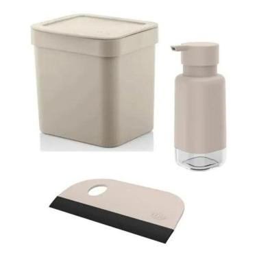 Imagem de Kit Porta Detergente 500Ml + Rodinho De Pia + Lixeira 2,5L