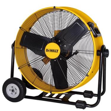Imagem de DEWALT DXF2490 Ventilador de alta velocidade, ventiladores de chão, ventilador industrial giratório grande de metal elétrico de 61 cm com inclinação ajustável de 360° e roda grande, ventiladores de