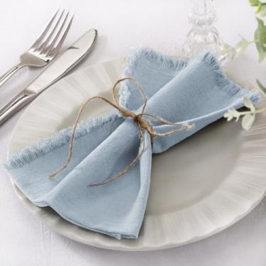 Imagem de Socomi Guardanapos De Linho Cinza Azul Páscoa Primavera Pano Algodão Lavável Conjunto 10 17" X Para Festa Casamento Chá Bebê Aniversário Decoração Mesa