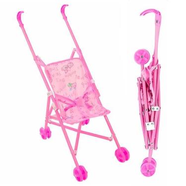 Imagem de Carrinho De Bebe Reborn Dobrável Retrátil Compacto Para Meninas Com Ro