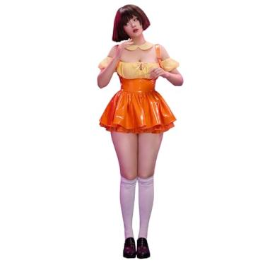 Imagem de Mobbunny Conjunto de lingerie feminina derivada de TV, cosplay, top cropped e saia com colarinho, vestido de Halloween, Laranja, GG