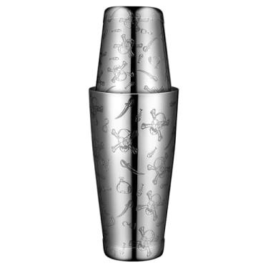 Imagem de Coqueteleira Boston de aço inoxidável com padrão gravado, conjunto de estanho agitado ponderado 18 e 800 ml, conjunto de coqueteleiras de duas peças de metal pesado Boston, apenas latas