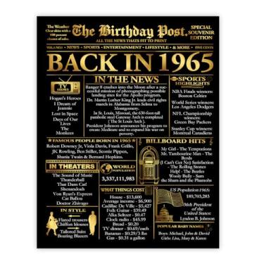 Imagem de Stuff4 Pôster dourado de aniversário de 60 anos sem moldura - Jornal Golden Born In 1965 - Feliz aniversário de 60 anos para homens e mulheres, presentes vintage retrô em 1965, decoração de festa de