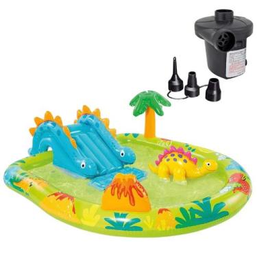Imagem de Piscina playground inflavel intex pequeno dino 143l + bomba elétrica, 