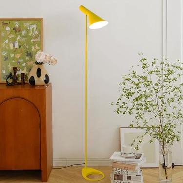 Imagem de Luminária de pé alta para sala de estar luzes de metal modernas para escritório Candeeiro de chão preto LED com cabeça ajustável soquete E26 para leitura de cabeceira no quarto (amarelo limão)