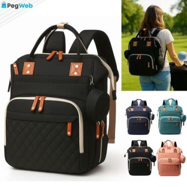 Imagem de Mochila Maternidade Bolsa Bebê Grande Multifuncional Baby Passeio Impe