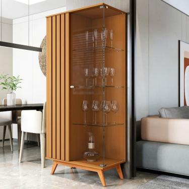 Imagem de Cristaleira Ripada com Vidro 2 Portas Açaí JB Móveis - Nature