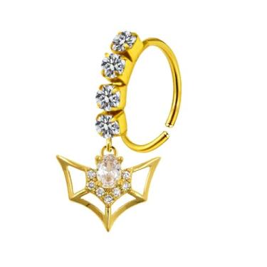 Imagem de Niaspi Anel de nariz de aço inoxidável com pingente de cristal para mulheres Halloween strass oco morcego pendurado narina argola piercing piercing joias, 20g, Aço inoxidável Strass, Sem Pedra