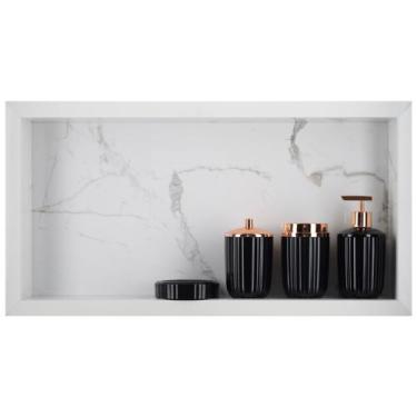 Imagem de Nicho Para Banheiro Em Porcelanato Polido Porta Shampoo Sabonete Organ