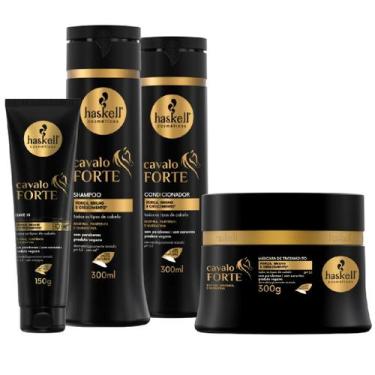 Imagem de Kit Haskell Cavalo Forte Shampoo Condicionador 300ml Máscara 300g Fina