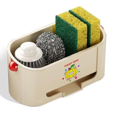 Imagem de Organizador de pia de cozinha, dispensador de sabão e suporte de esponja, armazenamento prático de cozinha e acessório decorativo (off-white)