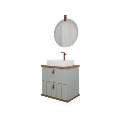 Imagem de Gabinete de Banheiro Milano 60 com Espelho Lua Pistache/Freijo - MGM