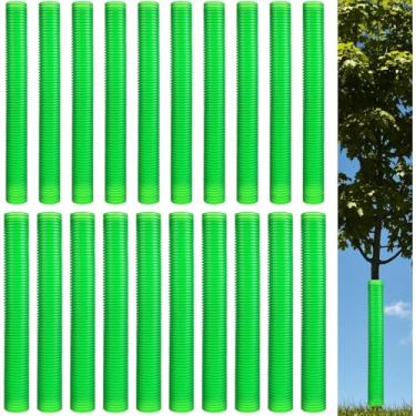 Imagem de Menkxi 20 peças de tubos de proteção de árvore corrugados de plástico para mudas protetores de tronco de árvore para proteger a casca de veados, mudas de roedores, cortadores de grama e animais (40 x
