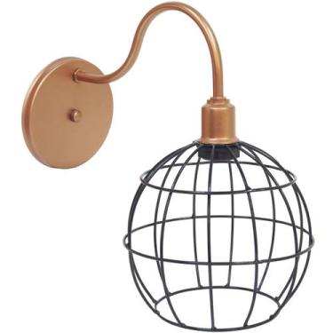 Imagem de Luminária Arandela de Parede Aramada Globo Preto Industrial Retro Cobr