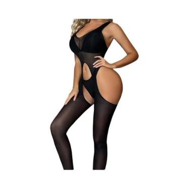 Imagem de Macacão Feminino Sexy De Malha Transparente, Lingerie Babydoll, Camiso
