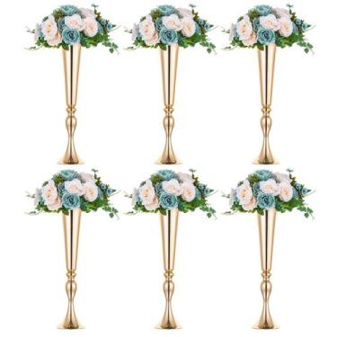 Imagem de Vaso de peças centrais de casamento NUPTIO Gold Metal 55,5 cm - 6 unid