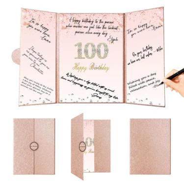 Imagem de Decorações de aniversário Crenics Rose Gold 100th com livro de sinais