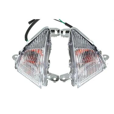 Imagem de TOPZONE Adequado para KAWASAKI 2006-2019 ZZR1400 / ZZR1400 ABS; 2007-2013 Z1000/ Z1000ABS; luz piscante de seta indicador frontal + lâmpadas embutidas (lente transparente + lâmpadas)