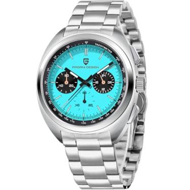 Imagem de LACZ DENTON Pagani Design PD1782 Relógio Cronógrafo Masculino Safira Espelho 10 Bar Impermeável Relógio de Pulso Quartzo Movimento VK63, Azul-celeste