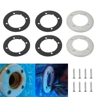 Imagem de HTJYMY 2 placas frontais de retorno de piscina de vinil SPX1408B e 4 juntas compatíveis com Hayward SP1411, SP14071, SP1408, para kit de encaixe de retorno de piscina - com 8 parafusos