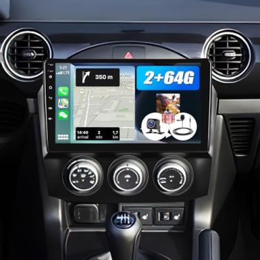Imagem de [2+64G] Android 13 Estéreo automotivo para Mazda MX-5 Miata 2006-2015 com carro sem fio e Android Auto, rádio veicular com tela sensível ao toque de 9 polegadas com link espelhado Bluetooth FM/RDS