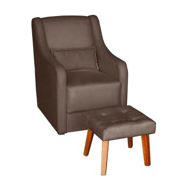 Imagem de Poltrona Para Amamentação e Descanso Glamour Com Puff e Almofada Confortavel marrom