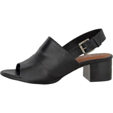 Imagem de Sandalia Salto Quadrado Flor de Couro Marrom Confortável Feminina Pron