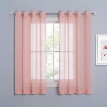 Imagem de Cortinas transparentes NICETOWN Chiffon L63cm rosa (L54 x L63cm) 2 P
