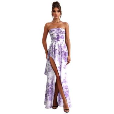Imagem de Vestido de formatura GDJDIFK sem alças, chiffon, sereia, roxo pálido