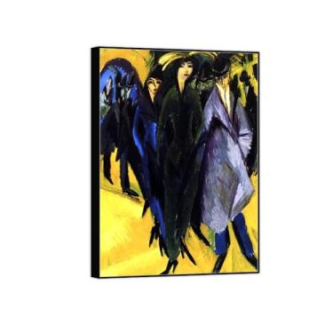 Imagem de Impressão em tela pintura famosa imagem de parede - mulher na rua - pôster moldura preta para sala de estar banheiro decoração de casa 70 x 100 cm 27 x 39 pol