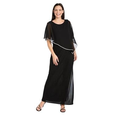 Imagem de R&M Richards Vestido poncho feminino elegante para noite, Preto, 58