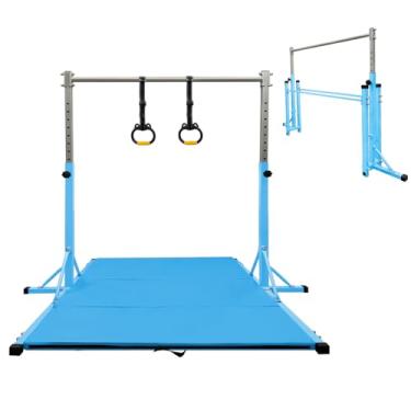 Imagem de GBVUGY Kip Bar de ginástica dobrável para treinamento interno em casa, barra horizontal para crianças meninas júnior, braços ajustáveis de equipamentos de academia de 8 a 1,5 m, 1 a 4 níveis