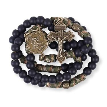 Imagem de Nazareth Store Rosário de São Miguel, rosário, rosário, resistente, crucifixo de perdão católico com cordão forte, 21", Liga de aço, Sem Pedra Preciosa