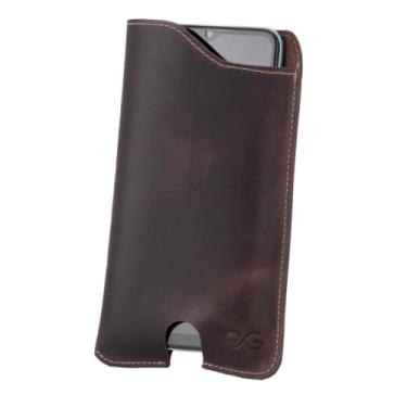 Imagem de Bainha Porta Celular Capinha Rústica 100% Couro Legítimo Saca Rápido(marrom escuro)