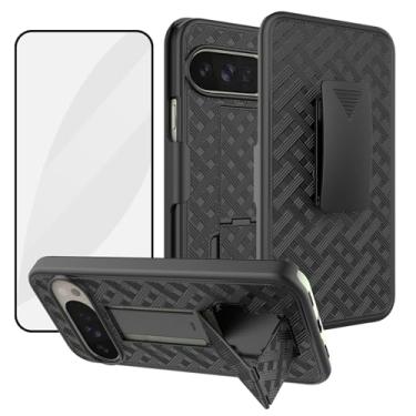Imagem de Ailiber Capa para Google Pixel 10 Pro XL, capa com clipe de cinto com protetor de tela, suporte giratório, capa fina à prova de choque para celular para Google 10 Pro XL de 6,8 polegadas - preta