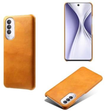 Imagem de Capa para Honor X20 SE 5G,Proteção contra quedas,Casca de volta de cor sólida simples,Design de couro de imitação de plástico-Orange