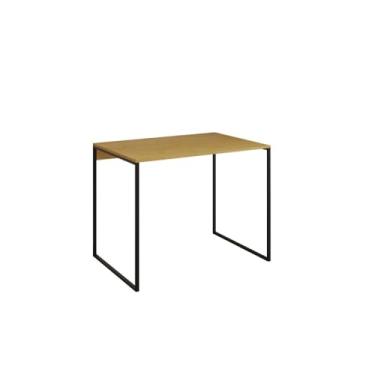 Imagem de 80x46cm desktop madeira base ferro modelo industrial(PRETO/CANELA)