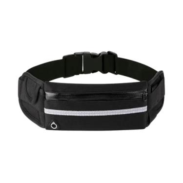 Imagem de Pochete Esportiva Slim Com 3 Compartimentos, Impermeável Com Alça Ajustável Refletiva Para Corrida e Fitness (Preto)