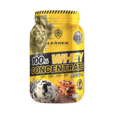 Imagem de Leader Nutrition 100% Whey Concentrate ACG, Suplemento Proteico em Pó, 900g, 30 Porções, 20g Proteína, 4 Sabores, Para Ganho Muscular (900g, Cookies)