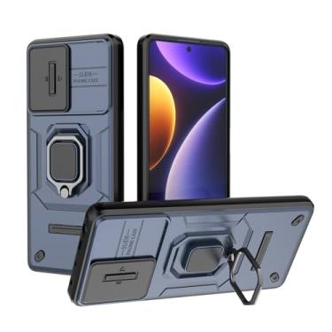 Imagem de SORAKA Capa para Xiaomi Poco F5 5G com suporte para anéis e Slide Camera Cover capa Poco F5 5G com placa metálica para suporte magnético de carro, capa de dupla camada em PC e TPU