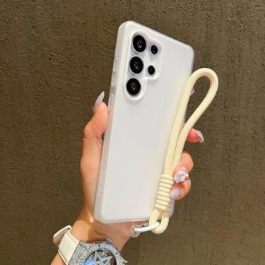 Imagem de Capa de celular 2 em 1 com cordão e alça de pulso para Samsung Galaxy S25 S24 S23 S22 Ultra Plus Fe A26 A35 A54 A16 A56 capa sólida (para Galaxy A52/branco)