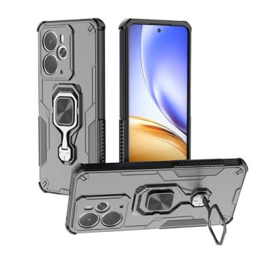 Imagem de SORAKA Capa para realme 14 5G com suporte de metal rotativo de 360 graus, peça magnética de ferro para suporte magnético de telefone para carro, preto