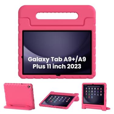 Imagem de Thoreta Capa para Samsung Galaxy Tab А9+/A9 Plus 27.9 cm 2023 (SM-X210 / SM-X215 / SM-X216), capa leve à prova de choque para crianças com suporte dobrável, rosa