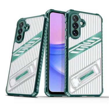 Imagem de SORAKA Capa para Samsung Galaxy A15 5G com suporte PC rígido transparente e TPU flexível antiderrapante texturizado de camada dupla à prova de choque